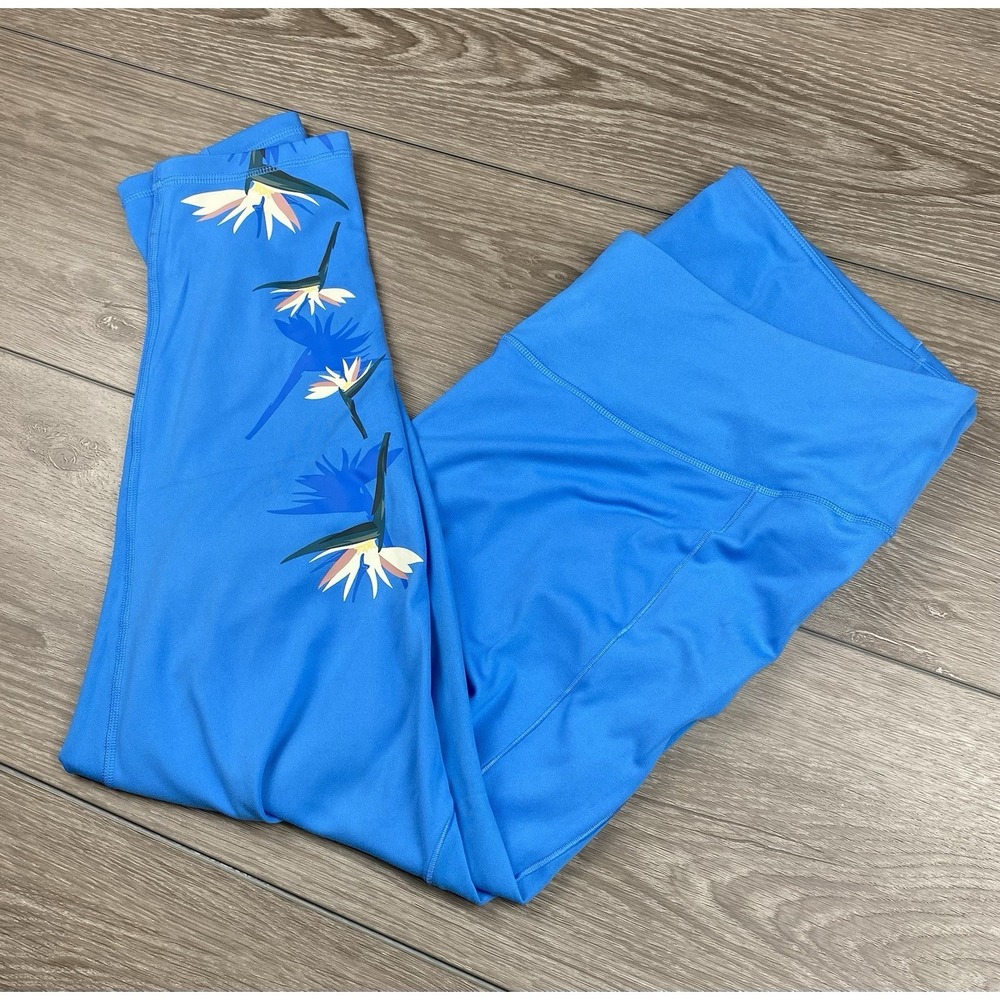 Adidas Women's Thebe Magugu Floral Patterned Athletic Leggings Blue‎ Size 3X